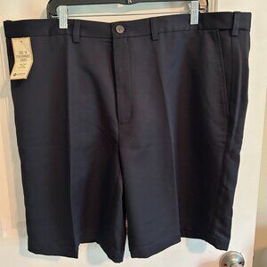 Haggar Cool 18 Performance Flat Front Shorts Navy Blue Men's Size 44